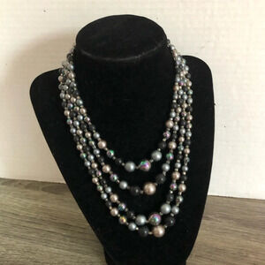 Faux Black Pearl Multi-strand Necklace
